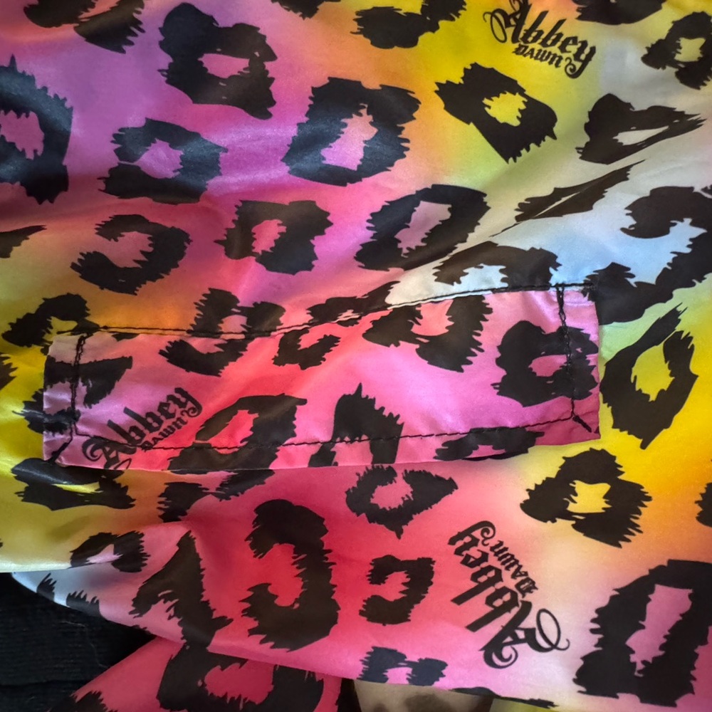 Abbey Dawn Avril Lavigne Rainbow Leopard Jacket Y2K‎ Scene Windbreaker S - Picture 15 of 17